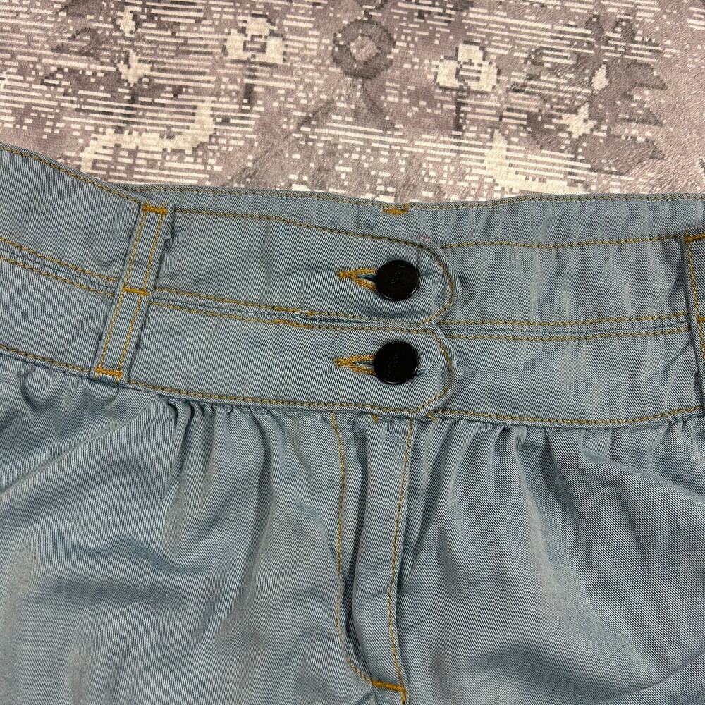 LUX Chambray Denim Mini Skirt Size 2 High Rise Double Button + Belt Loop - Picture 2 of 8